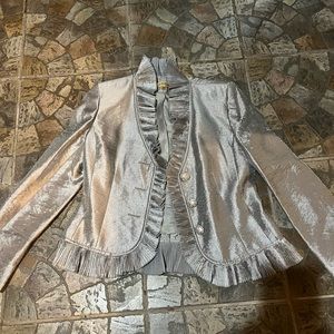 Silver ruffle jacket Kasper sz 4